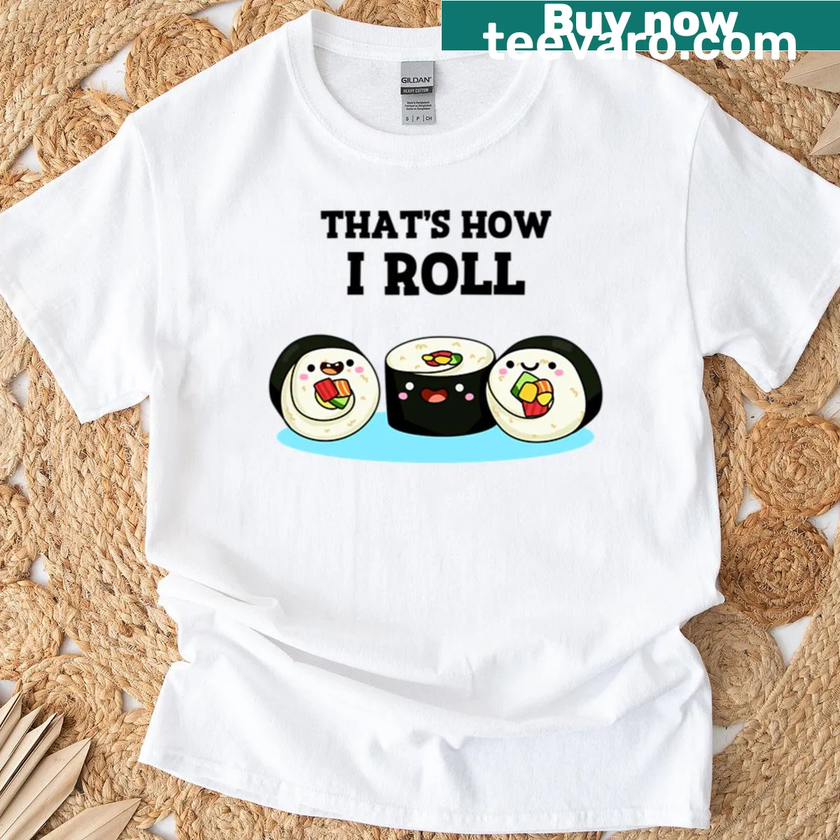 Funny sushi puns graphic on a playful typography t-shirt — on a men's t-shirt