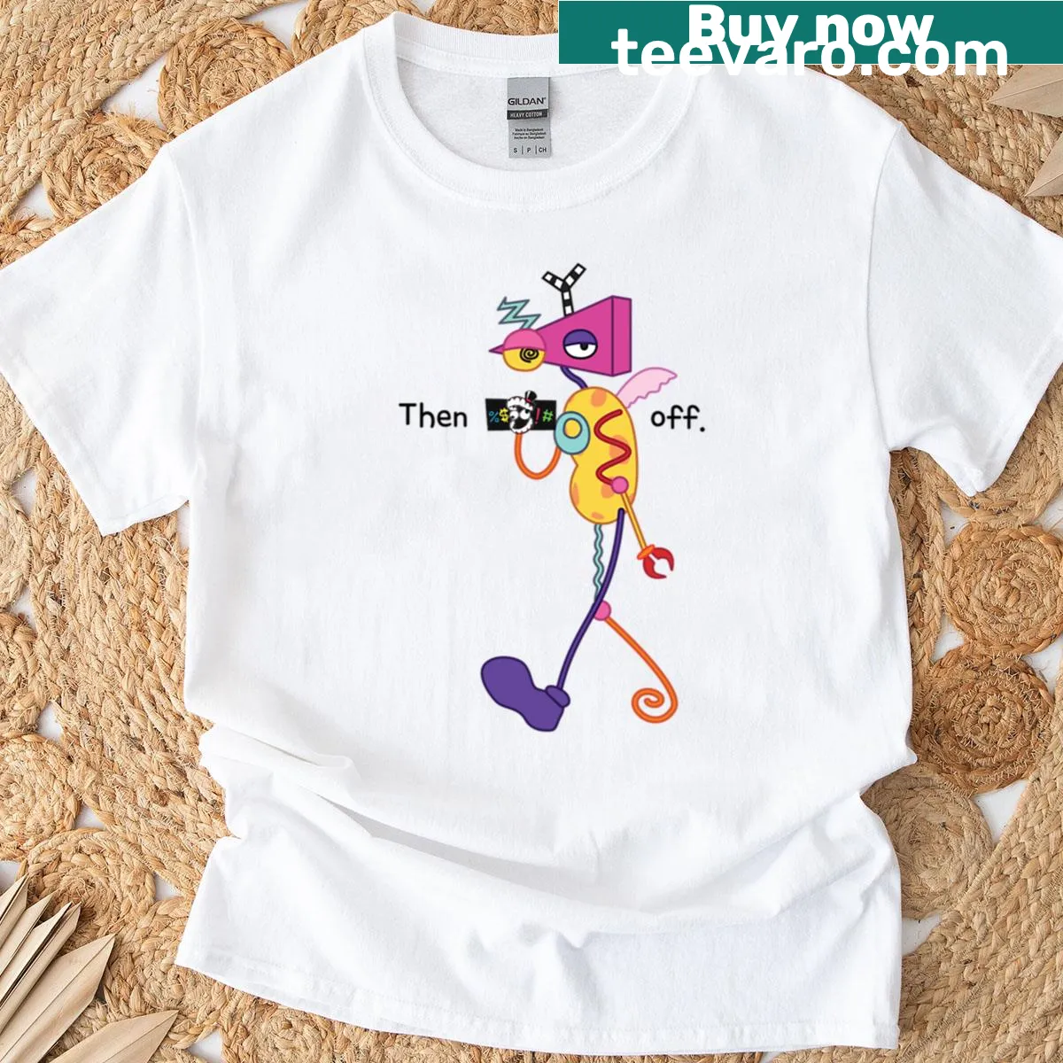 Whimsical digital circus design on an oversized T-shirt — on a men's t-shirt