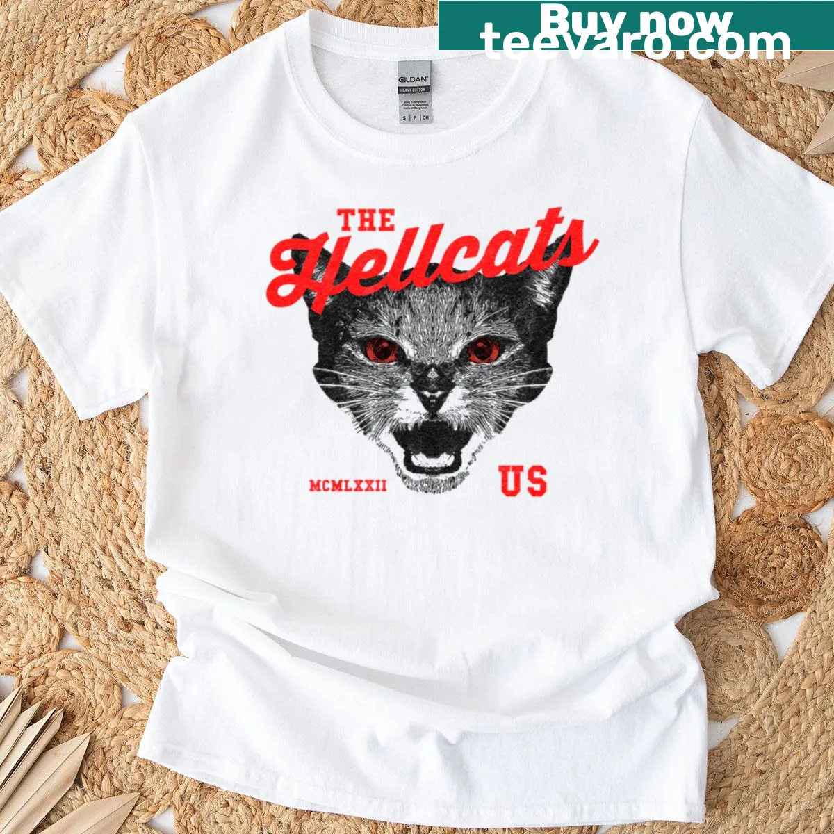 Vintage-style t-shirt featuring retro design inspired by the Hellcats. — on a men's t-shirt