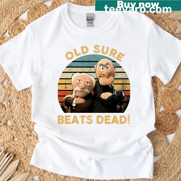 Vintage-style shirt featuring cartoon puppets and comedy theme