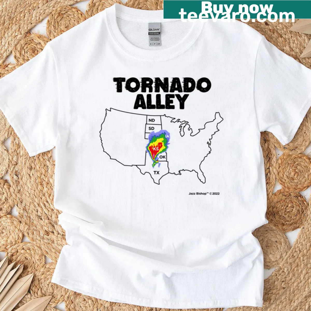 Bold text T-shirt celebrating Tornado Alley. — on a men's t-shirt