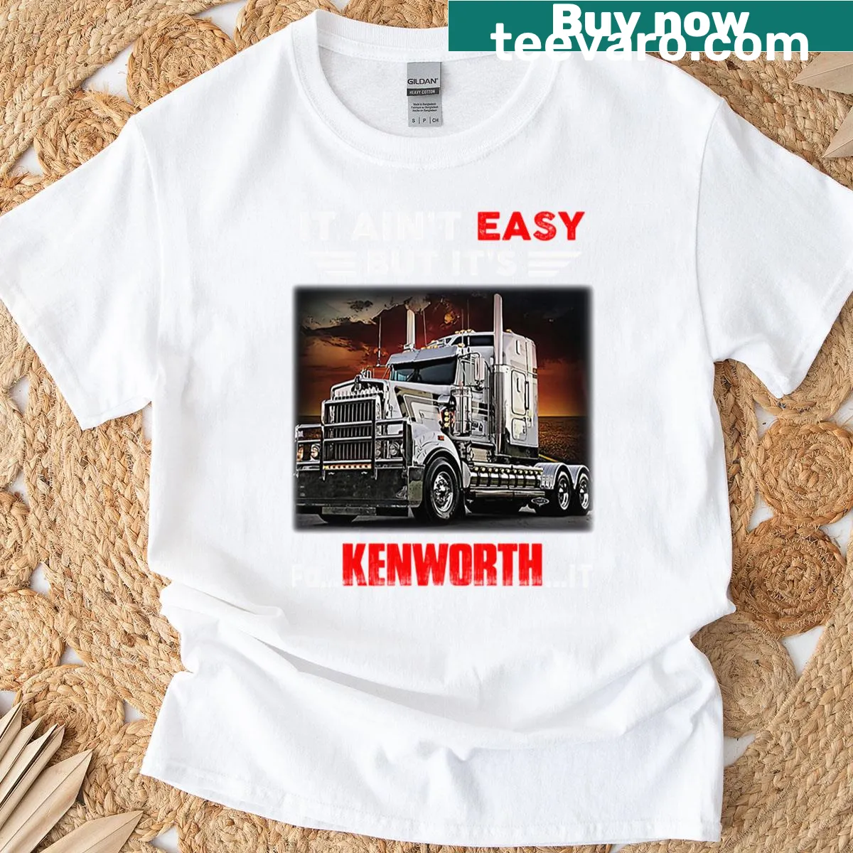 Retro T-shirt featuring truck-themed humor and Kenworth message — on a men's t-shirt