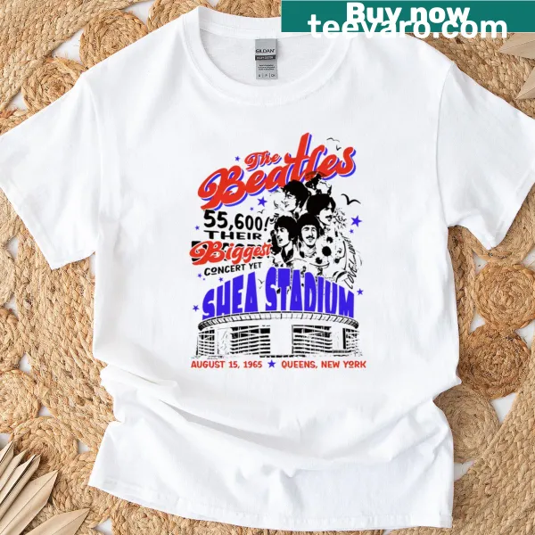 Vintage-style T-shirt honoring Beatles at Shea Stadium
