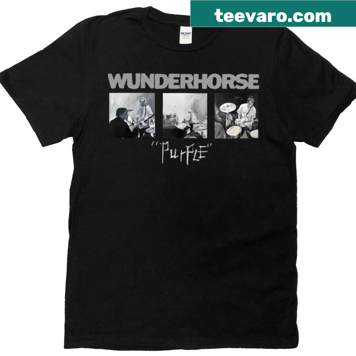 Vintage distressed T-shirt featuring a grunge-style horse design — on a men's t-shirt