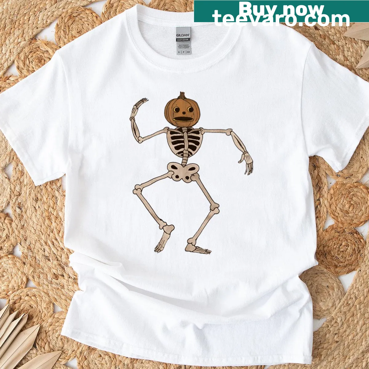 Vintage-style skeleton graphic on a distressed tee — on a men's t-shirt