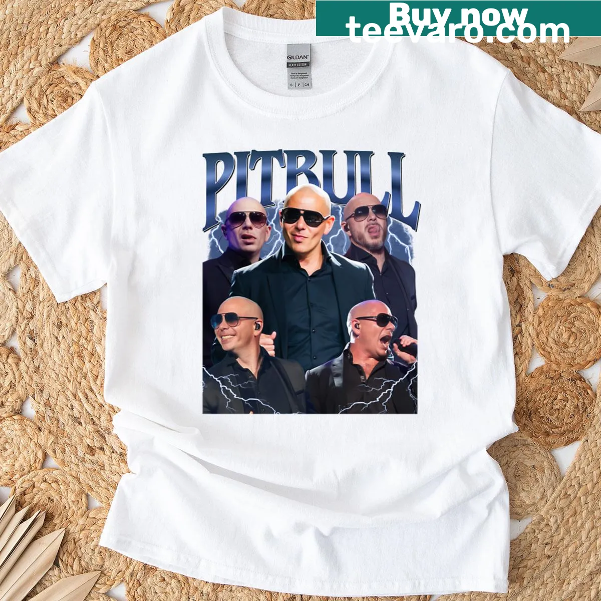 Vintage pitbull graphic t-shirt with distressed texture — on a men's t-shirt