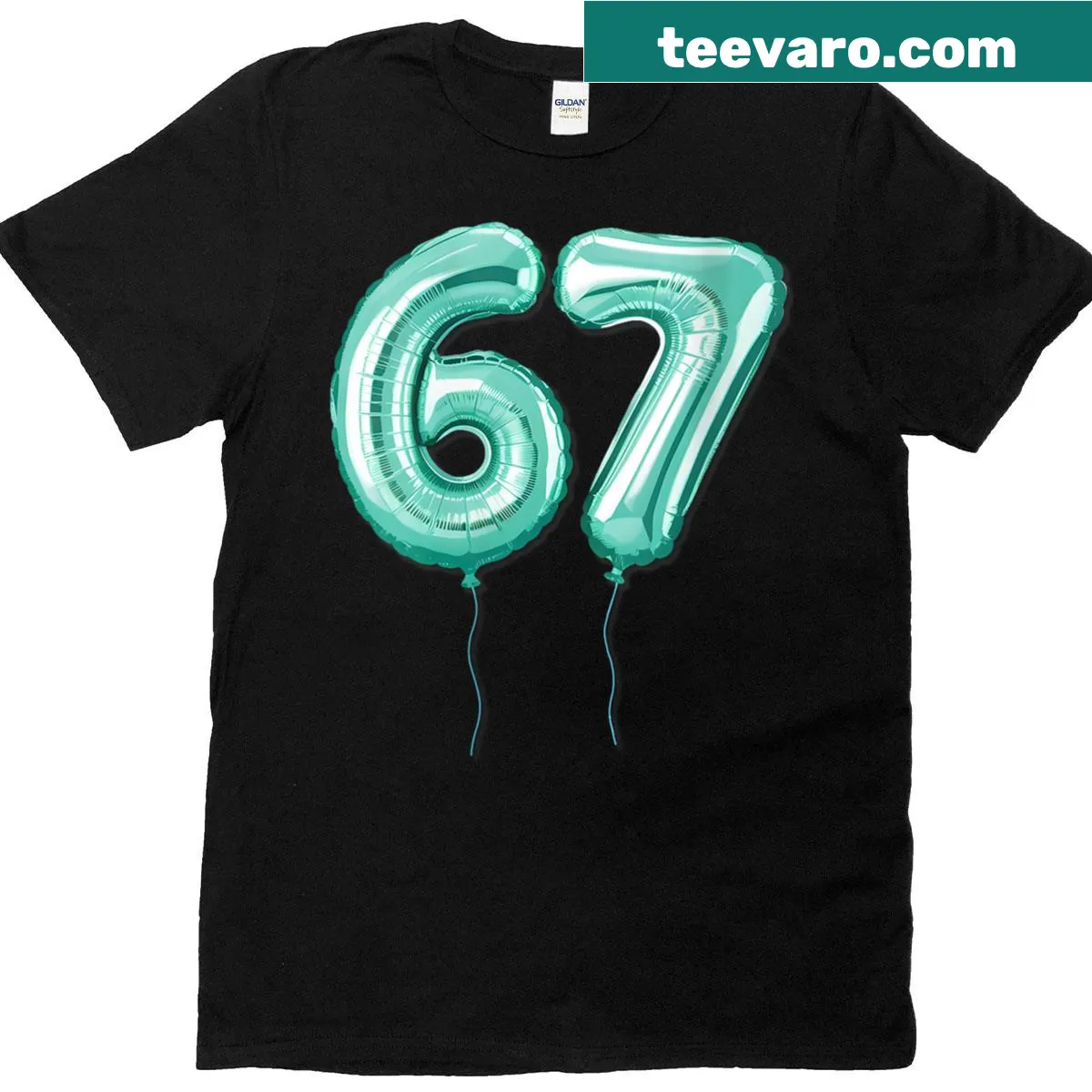 Retro birthday balloons graphic on a women's t-shirt — on a men's t-shirt