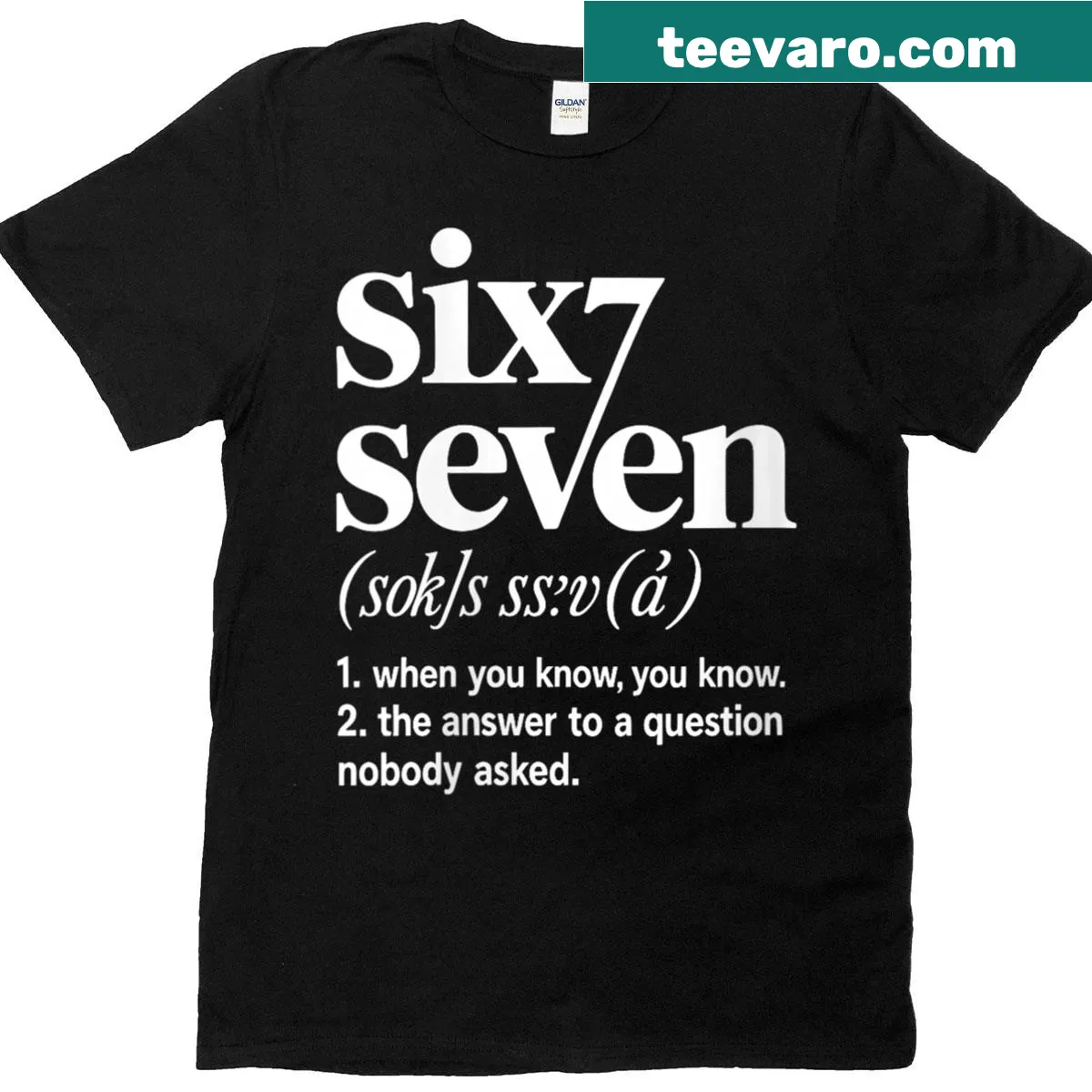 Funny t-shirt with witty definition of the number 67 — on a men's t-shirt