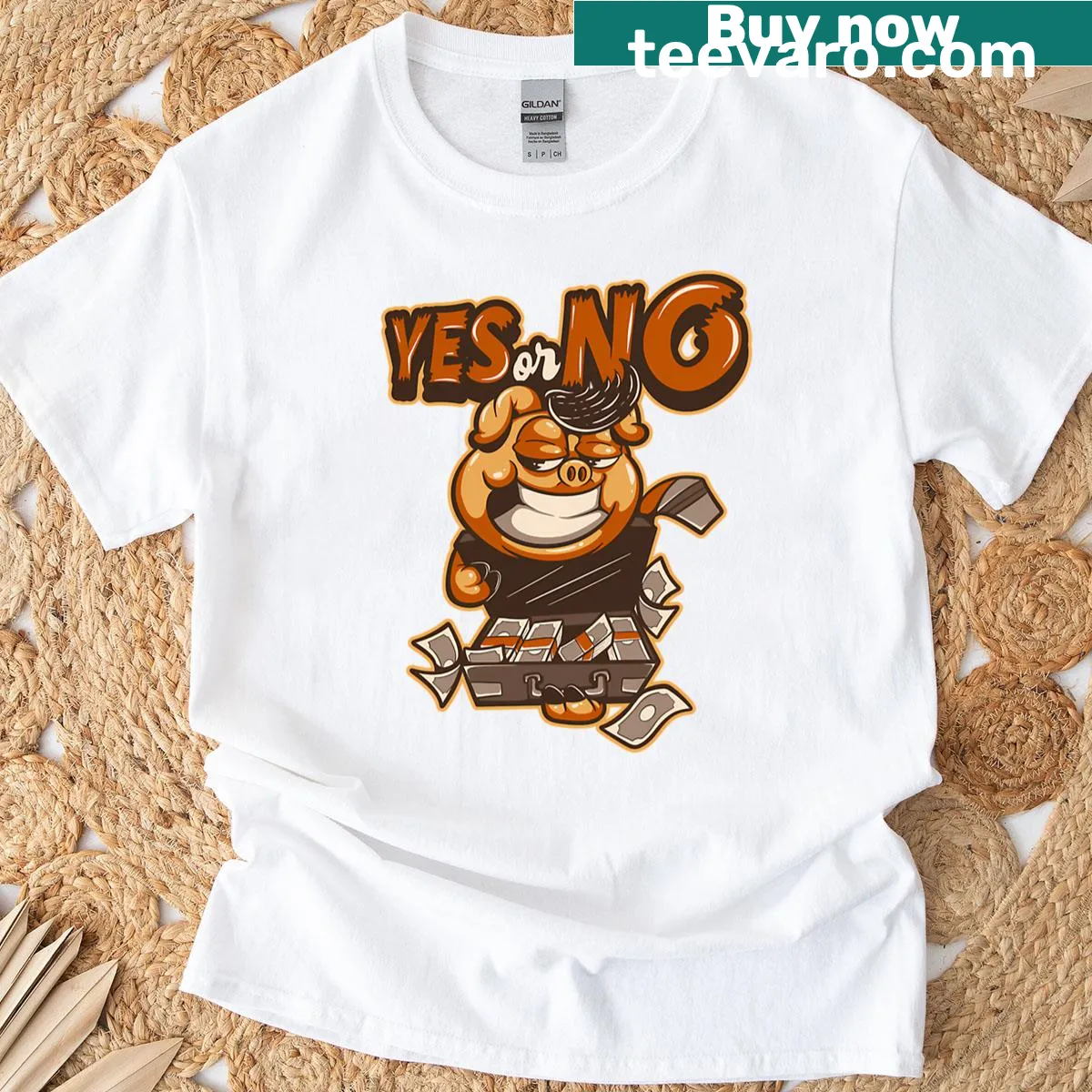 Humorous Yes Or No graphic design on T-shirt — on a men's t-shirt