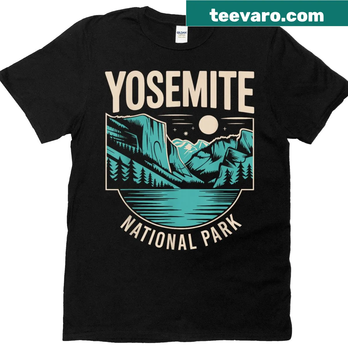 Yosemite National Park illustrated T-shirt showcasing natural landscapes — on a men's t-shirt