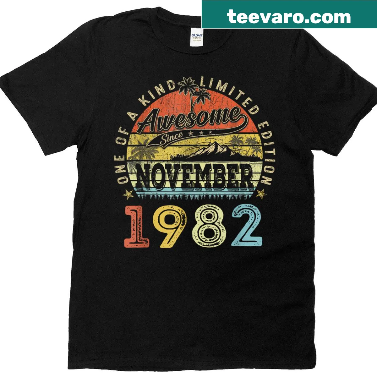 Limited edition birthday T-shirt for November 43rd, 1982. — on a men's t-shirt