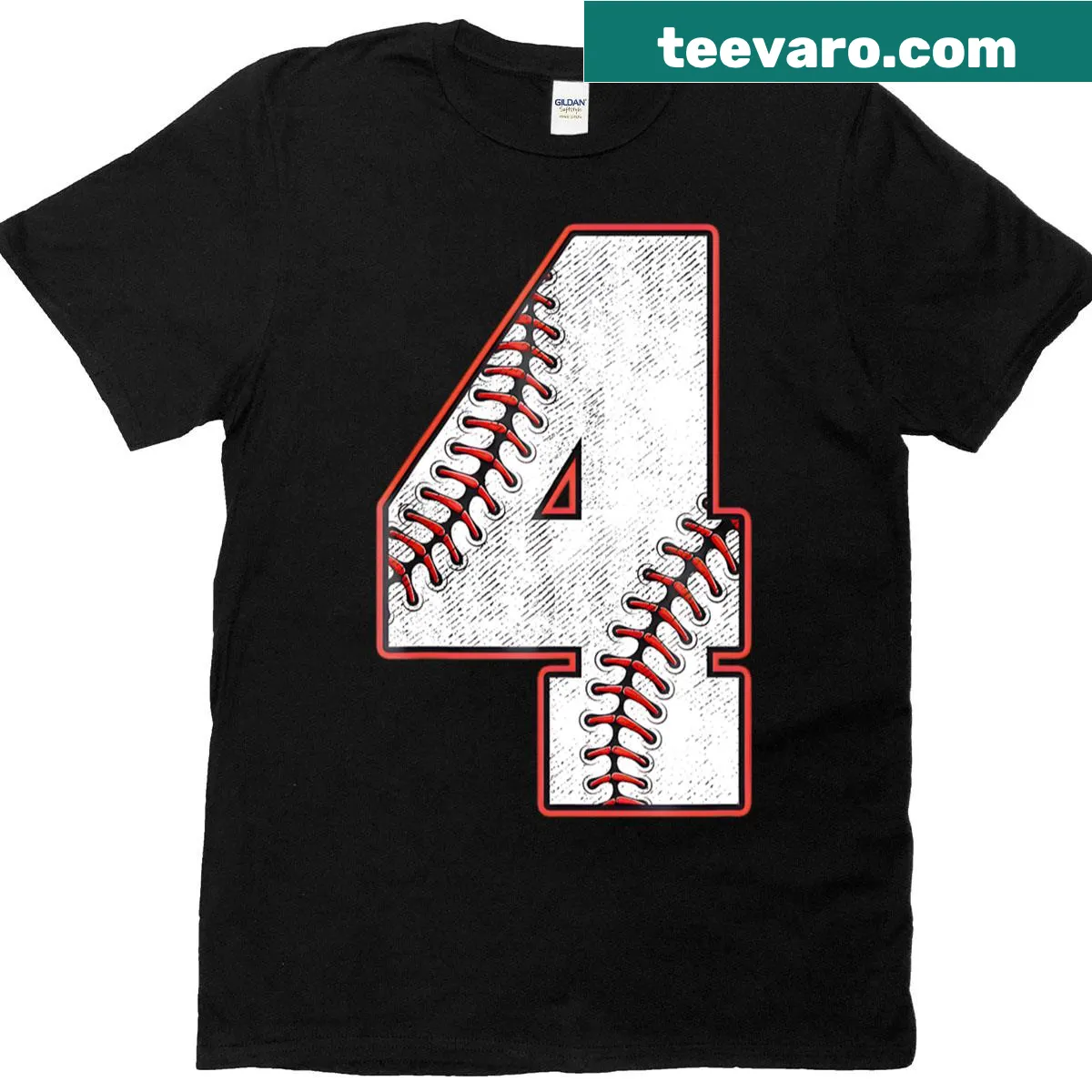 Playful baseball number design for 4th birthday T-shirt — on a men's t-shirt