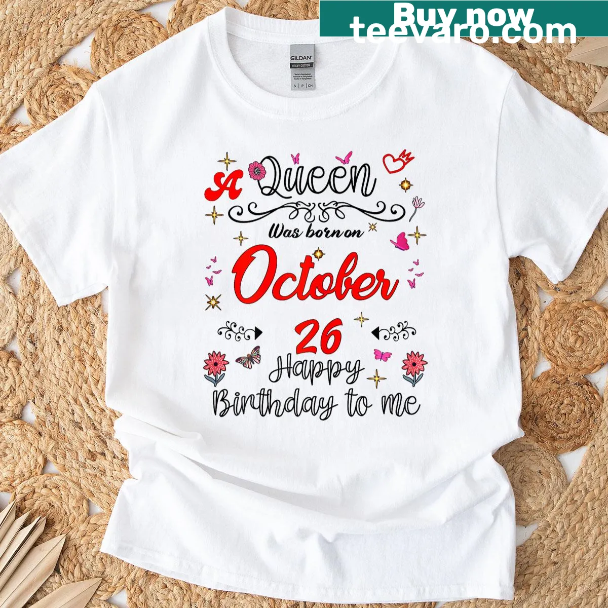 Birthday t-shirt for October 26th queens — on a men's t-shirt
