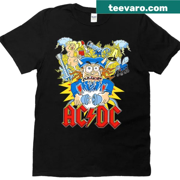 Vintage-style AC/DC band T-shirt with iconic logo