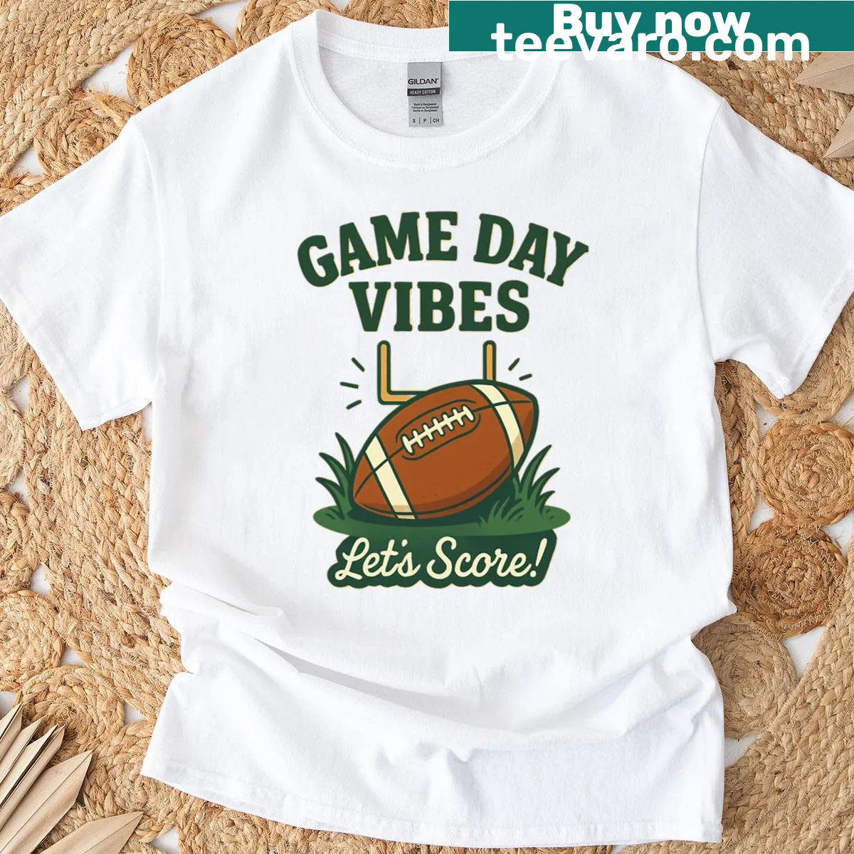 Typography design celebrating game day vibes on a T-shirt — on a men's t-shirt