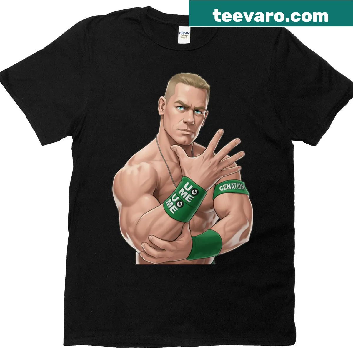 Anime fighter graphic silhouette inspired by John C on T-shirt — on a men's t-shirt