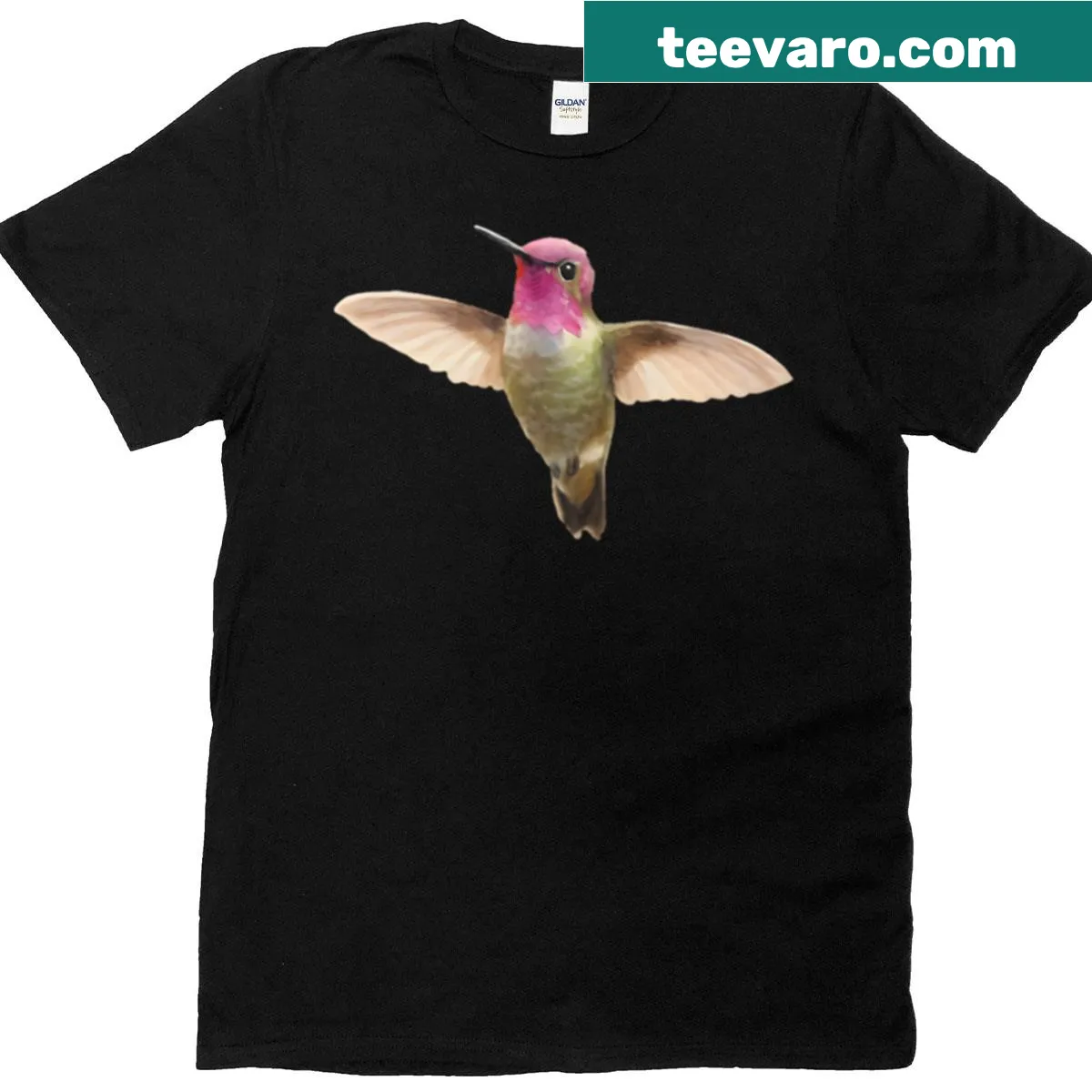 Illustration of Anna's Hummingbird on T-shirt — on a men's t-shirt