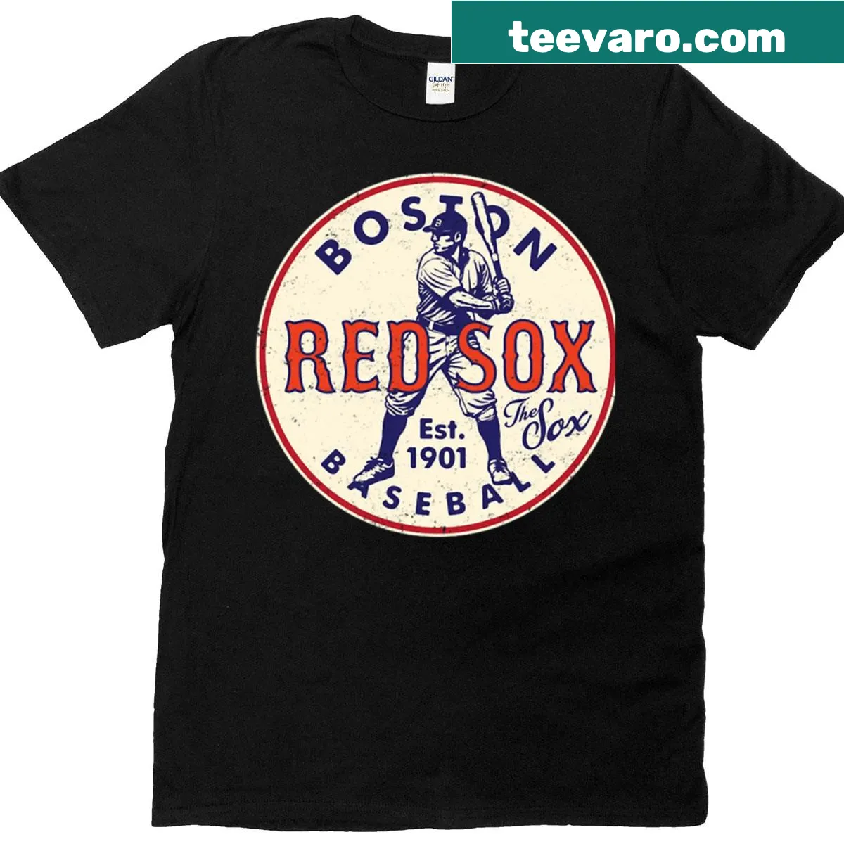 Artistic Boston Red Sox logo T-shirt for baseball fans. — on a men's t-shirt