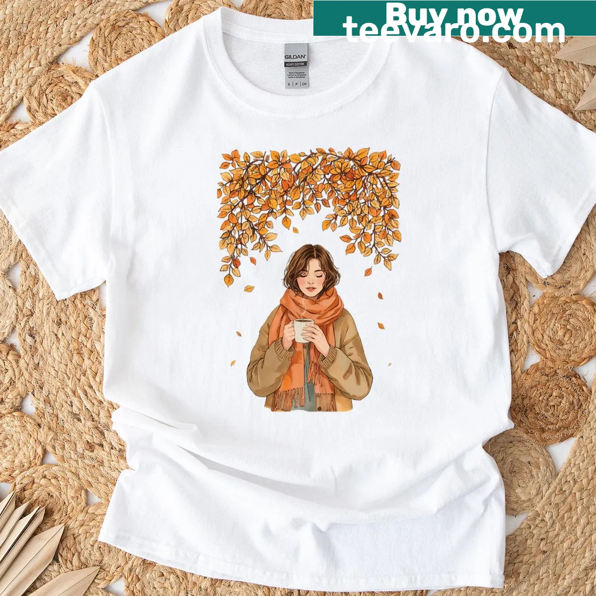 Nature-inspired t-shirt reflecting autumn themes — on a men's t-shirt