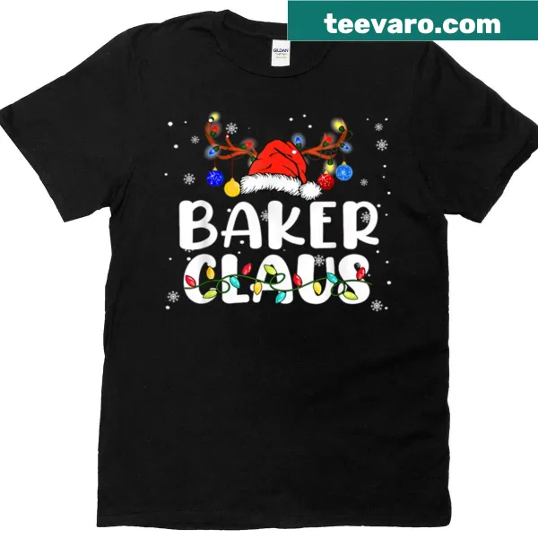 Baker Claus illustration on a Christmas T-shirt