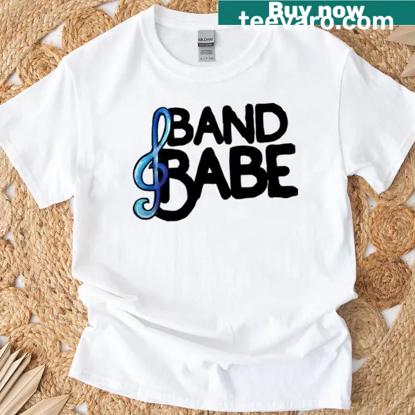 Playful Band Babe t-shirt featuring bold lettering and music-themed design