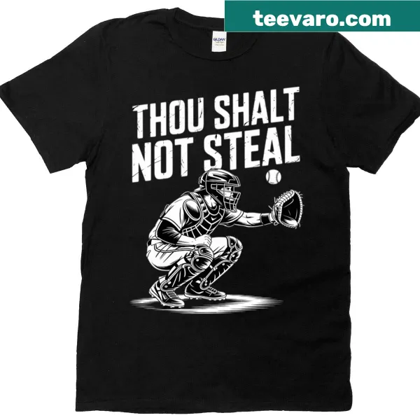 Funny baseball catcher T-shirt with religious theme