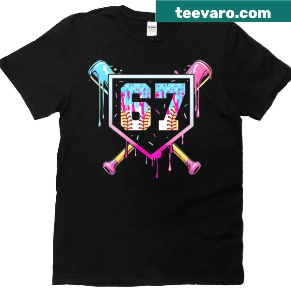 Birthday T-shirt with baseball ice cream drip design