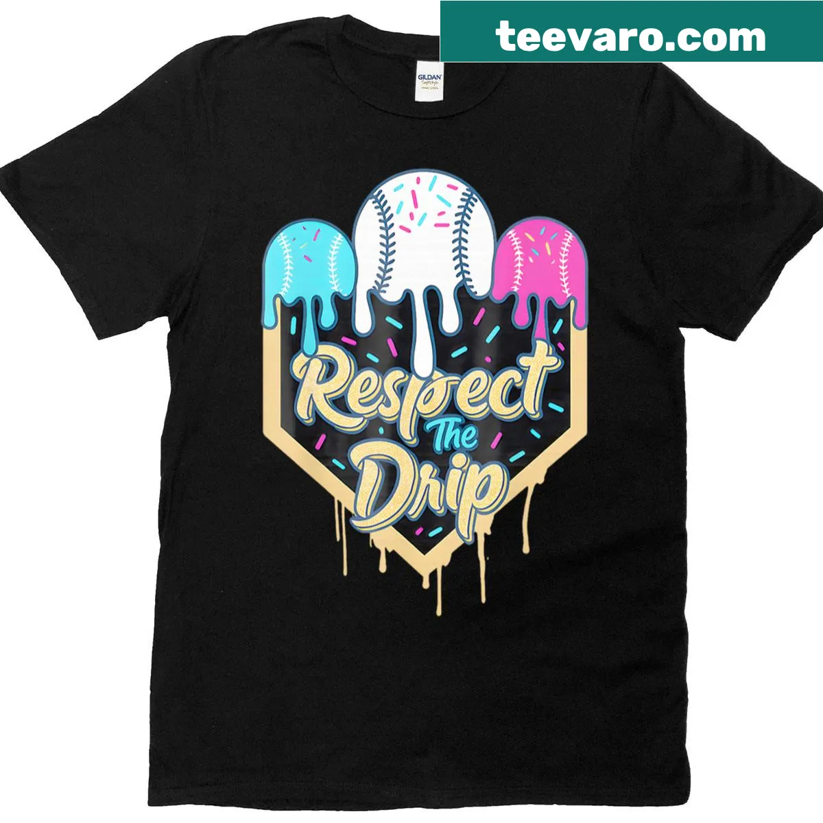 Baseball-themed ice cream t-shirt with fun design — on a men's t-shirt