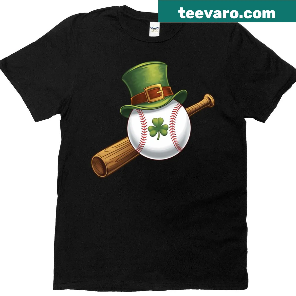T-shirt featuring a shamrock and baseball elements for Irish fans — on a men's t-shirt
