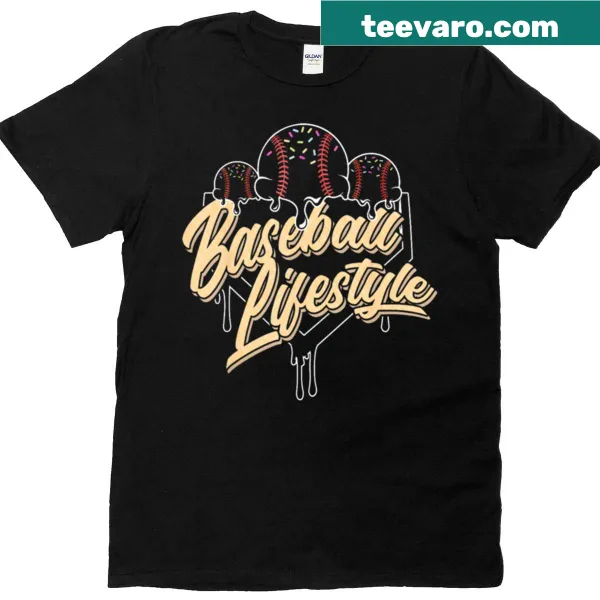 Baseball-themed T-shirt with ice cream illustration