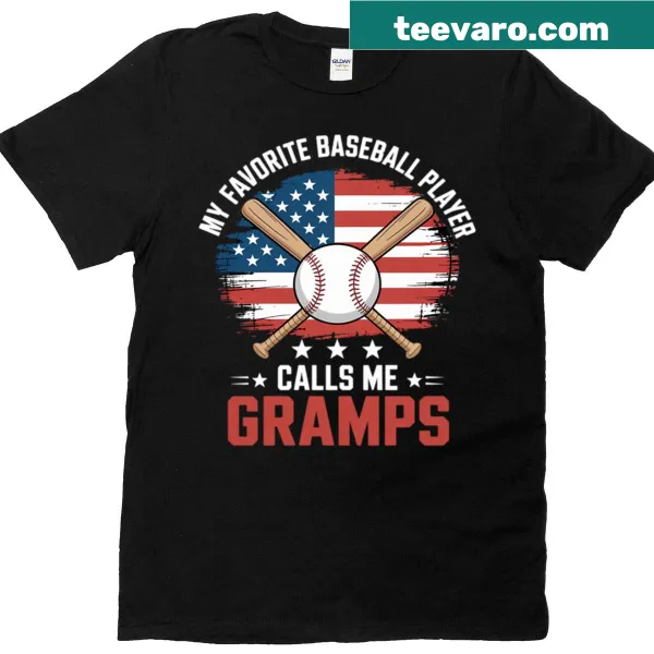 Baseball player graphic with USA flag background t-shirt
