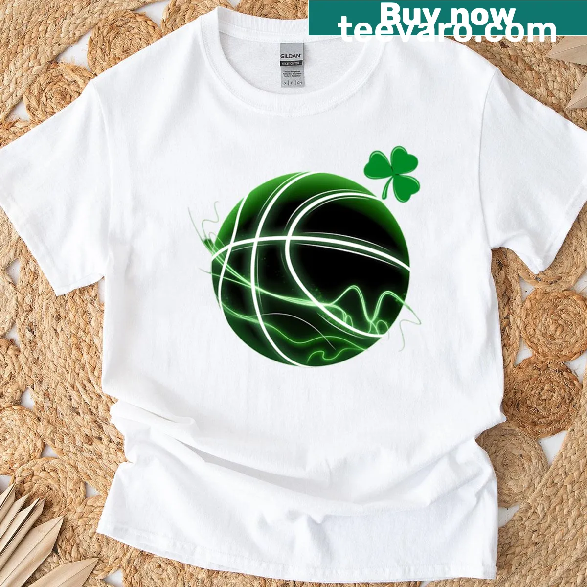 Kids' T-shirt featuring a basketball shamrock design for St. Patrick's Day — on a men's t-shirt