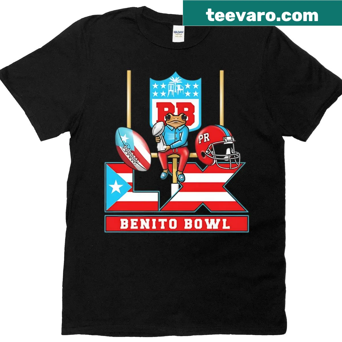 Bold t-shirt for Benito Bowl 2026 featuring football graphics — on a men's t-shirt