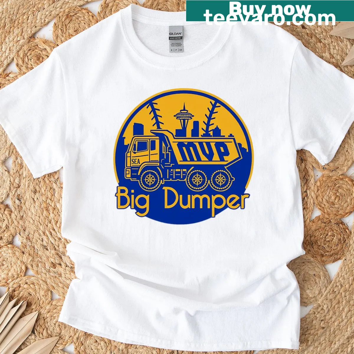 Vintage Seattle Baseball tribute t-shirt featuring MVP theme — on a men's t-shirt