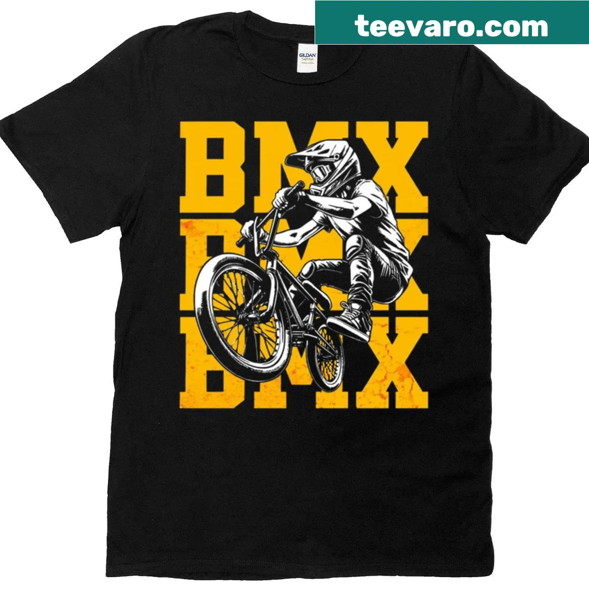 Edgy graphic T-shirt featuring BMX bicycle design — on a men's t-shirt