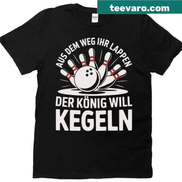 Bowling-themed T-shirt with King Kegeln illustration