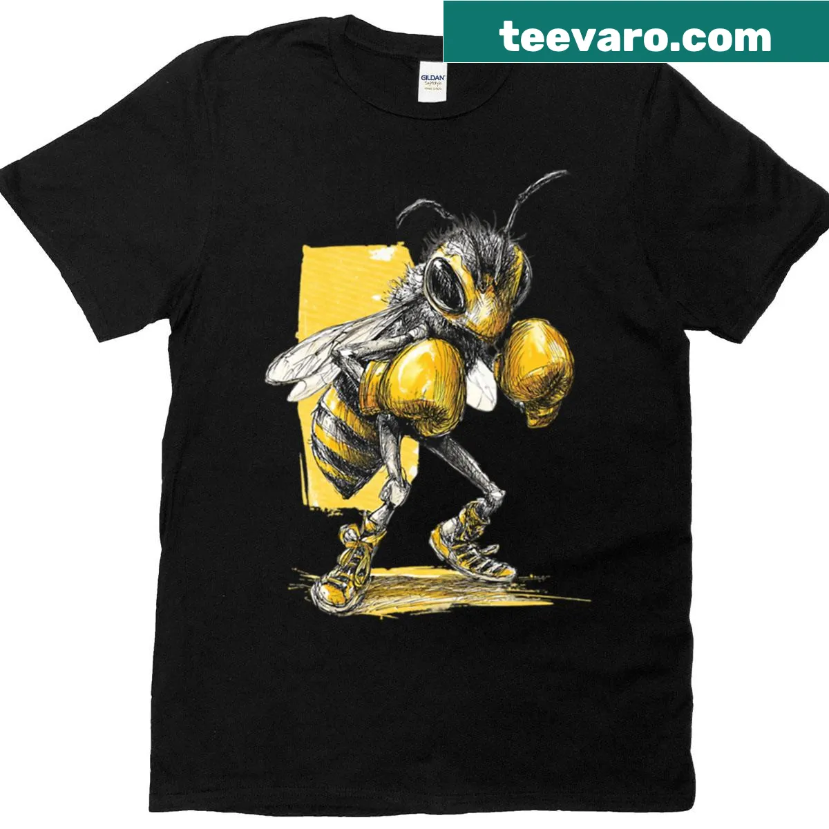 Watercolor illustration of a Boxer Bee on a T-shirt — on a men's t-shirt