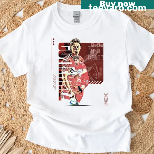 Illustration of soccer player Brian Gutierrez in action on t-shirt