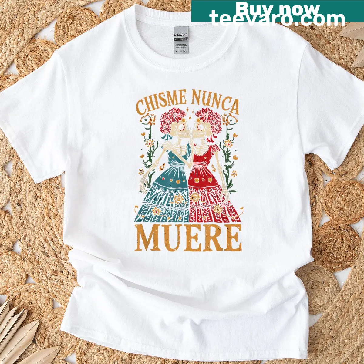 Playful skeleton graphic for Day of the Dead on a t-shirt — on a men's t-shirt