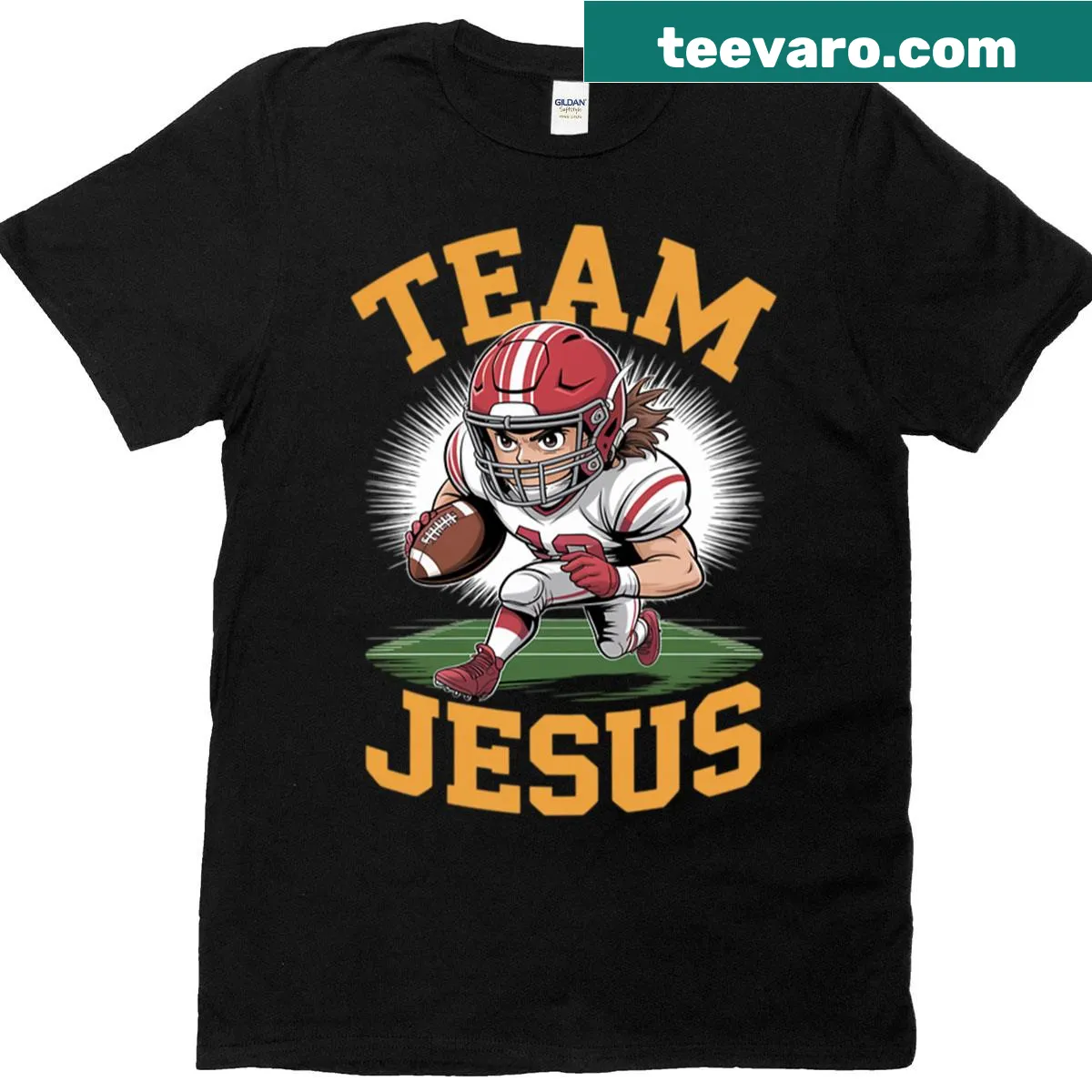 Illustration combining football and Christian faith on a t-shirt — on a men's t-shirt