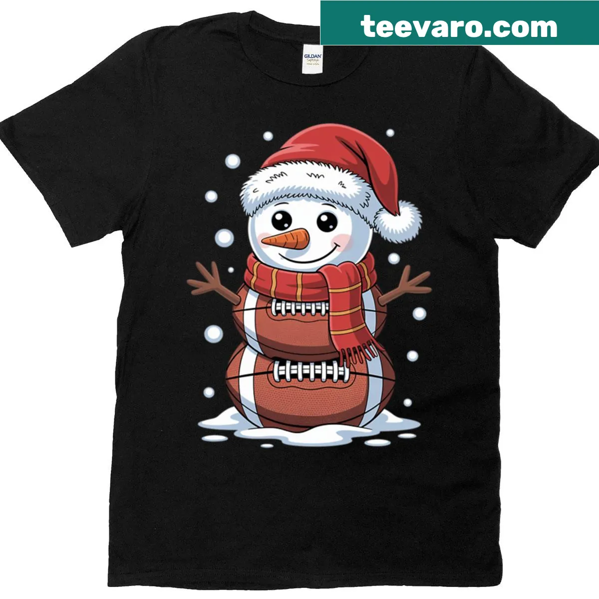 Cute Christmas-themed football design T-shirt — on a men's t-shirt