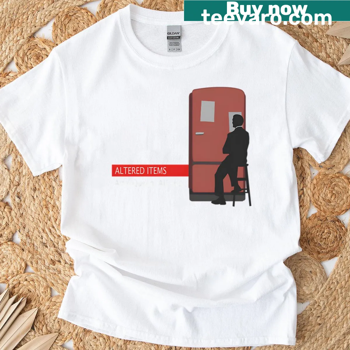 Minimalist design featuring a fridge from the game Control — on a men's t-shirt