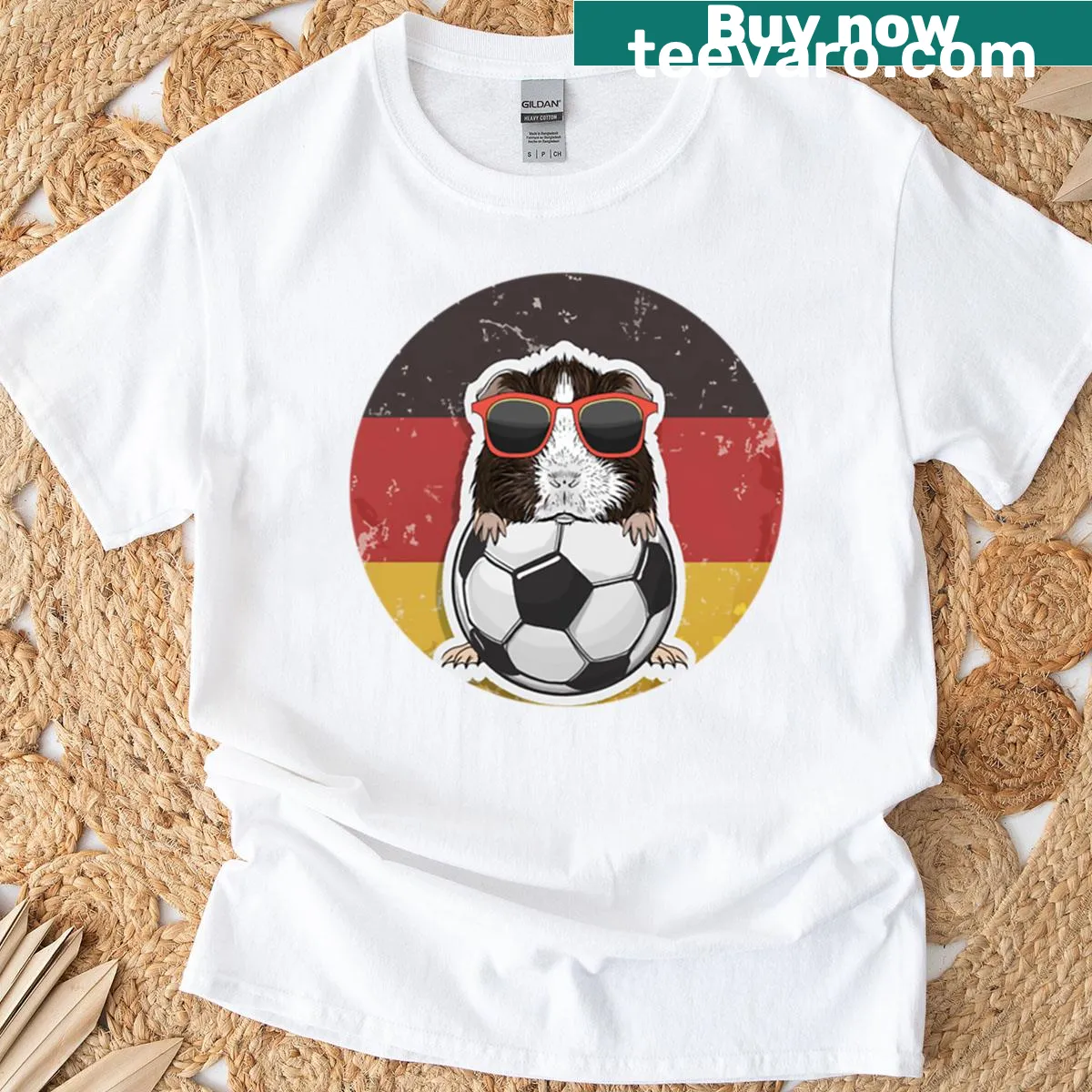 Guinea pig in football gear with Germany flag illustration — on a men's t-shirt