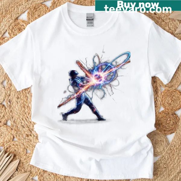 Cosmic baseball player graphic tee for fans