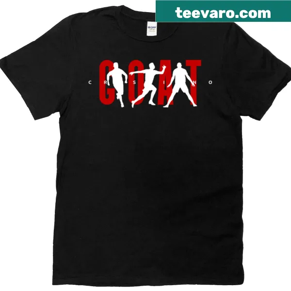 Cristiano Ronaldo GOAT T-shirt featuring bold typography