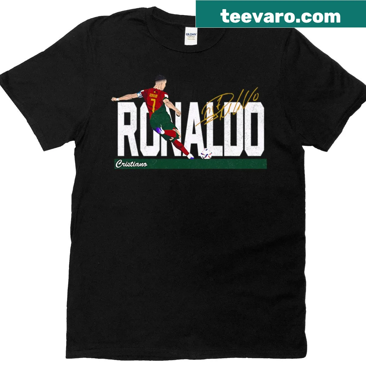 Vintage-style T-shirt honoring Cristiano Ronaldo's World Cup legacy — on a men's t-shirt