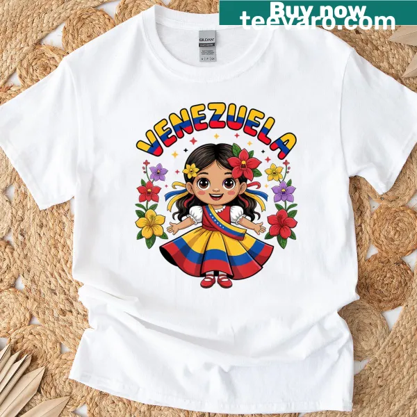 Illustration of a Venezuelan girl in traditional dress