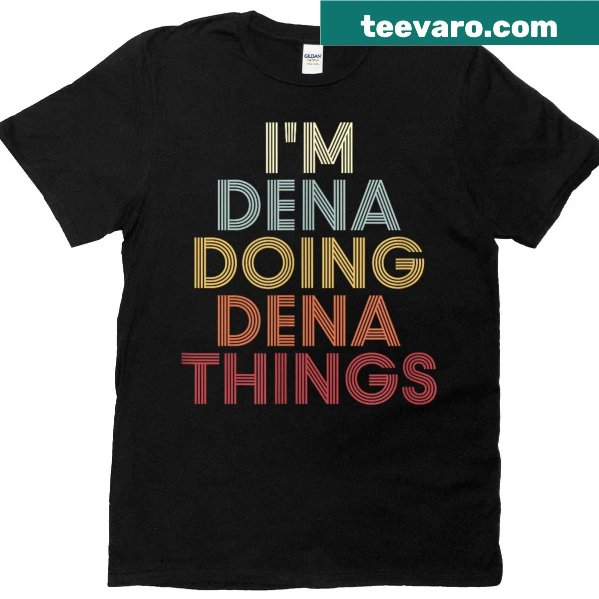 Personalized Dena name t-shirt featuring simple typography — on a men's t-shirt