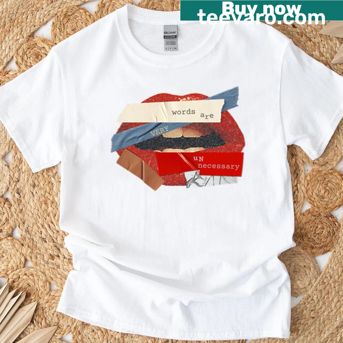 T-shirt featuring lip graphic and 'Enjoy The Silence' text design — on a men's t-shirt