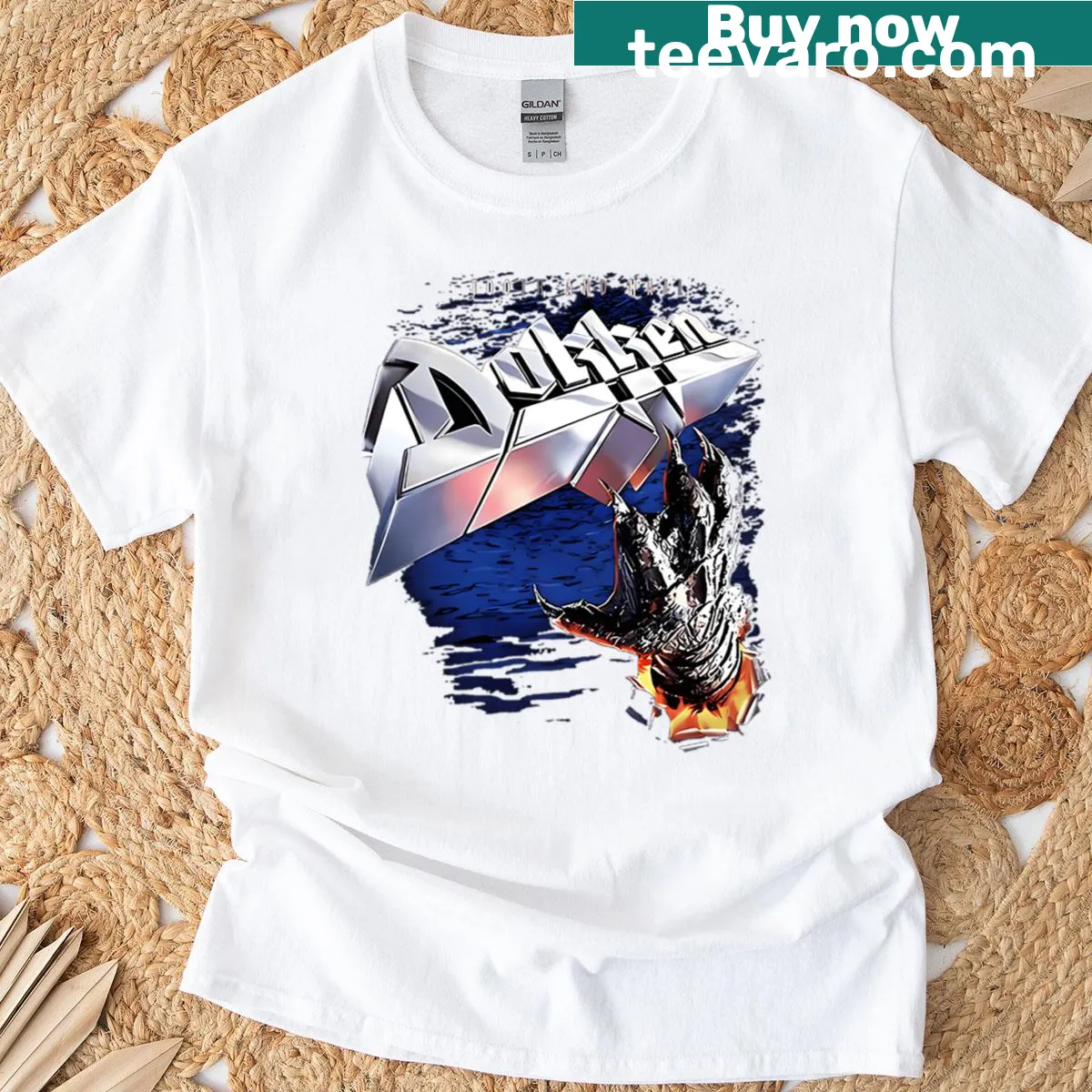 Vintage-style Dokkens Band T-shirt featuring the band's logo. — on a men's t-shirt